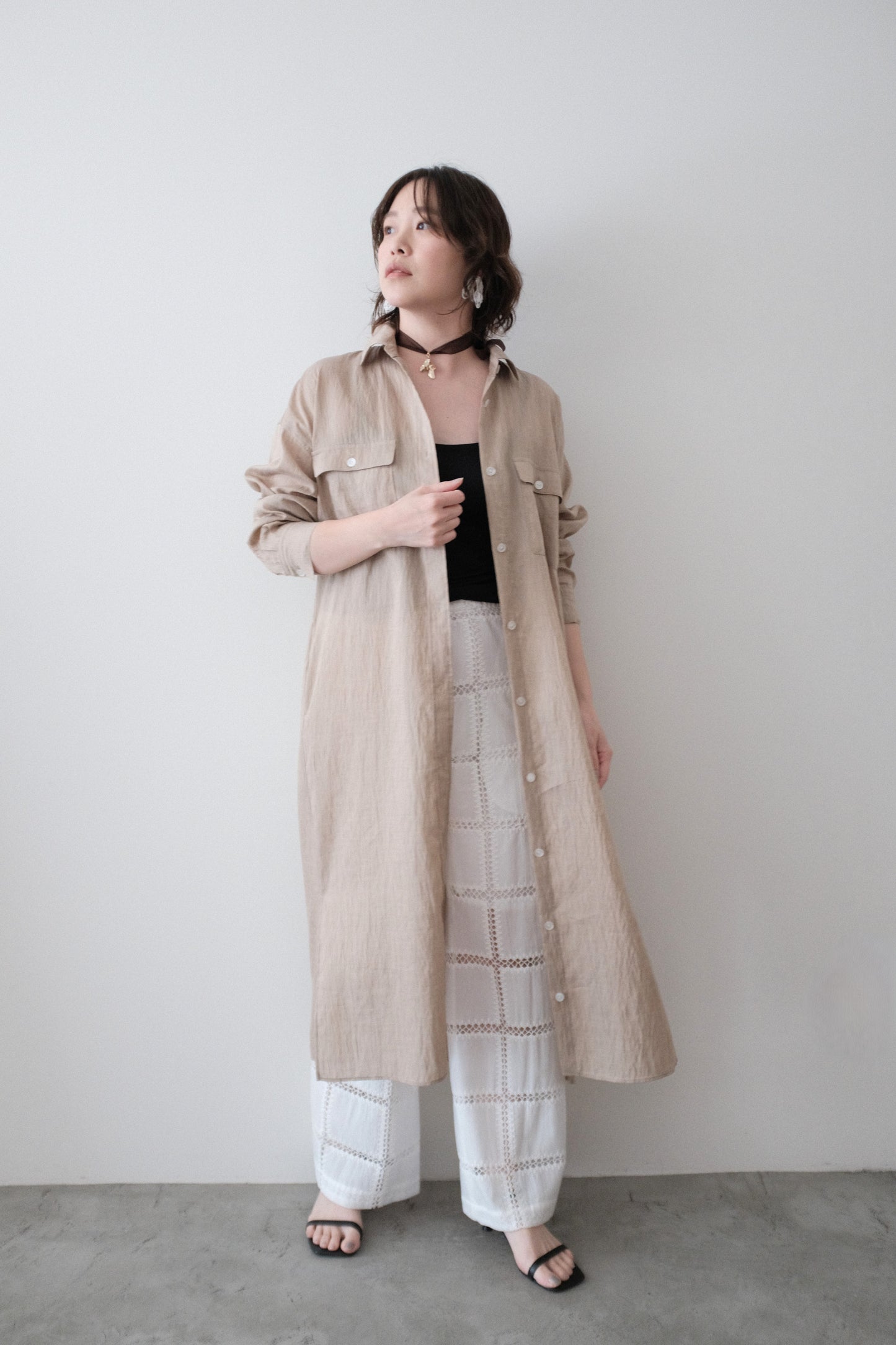 【4月27日 発売】コットンコード刺繍レースパンツ（アイボリー）