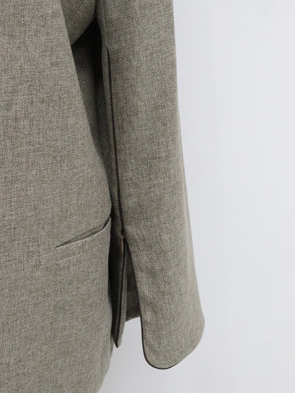 メランジスリットZIPジャケット（モカチャ）